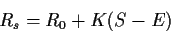 \begin{displaymath}
R_s = R_0 + K (S - E)
\end{displaymath}