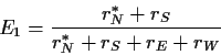 \begin{displaymath}
E_1 = \frac{r_N^* + r_S}{r_N^*+r_S+r_E+r_W}
\end{displaymath}